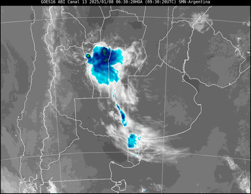 TORMENTAS FUERTES CON LLUVIAS INTENSAS, RAFAGAS Y OCASIONAL CAIDA DE GRANIZO.
 Zonas: CORDOBA: Calamuchita - Rio Cuarto - San alberto - San Javier - Santa Maria - Tercero Arriba.
Fecha de emisión: 08/01/2025 a las 07:30h.
