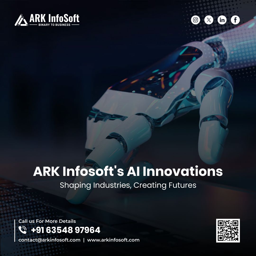 Discover the future with ARK Infosoft’s AI innovations! 🚀 We're leading the charge in transforming industries with AI &amp; ML solutions to boost efficiency, enhance customer experiences, and drive innovation. Ready to revolutionize your business?
Visit: lnkd.in/dwBgNZaX