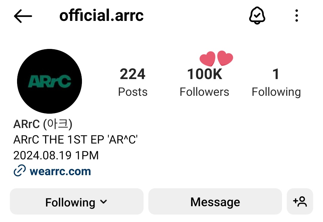 kienpll's tweet photo. ARrC official instagram account has crossed 100k followers!

#ARrC #아크 @official_arrc https://t.co/zdtnO7uzZQ