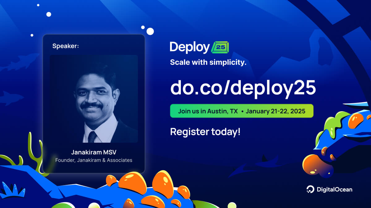 Excited to announce that I will be speaking at this year's edition of @DigitalOcean Deploy. 
Join me to get inspired by our innovative discussions and connect with an amazing tech community. #DigitalOcean

Register here 📷→ Digitalocean.com/deploy