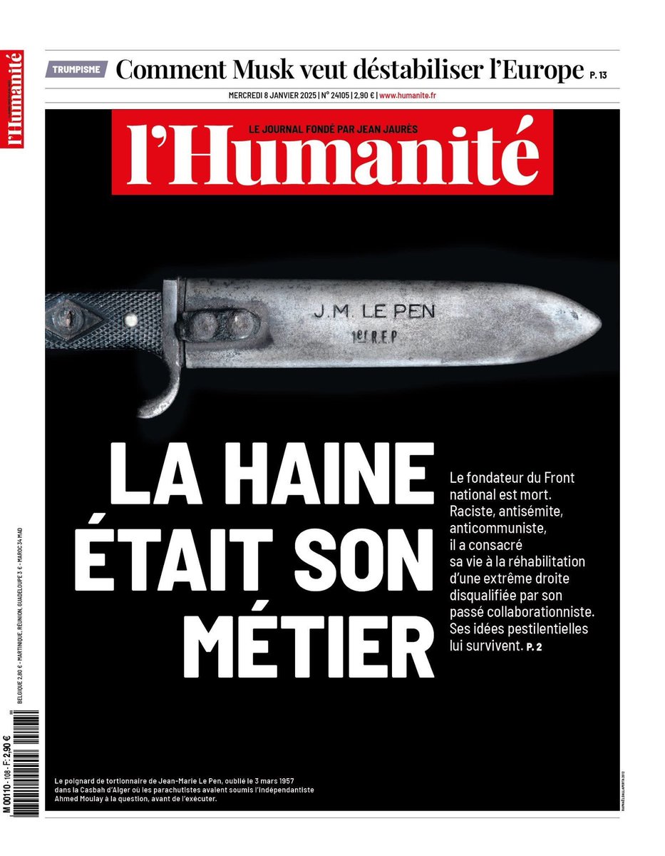 8 Janvier 2025 
Parce que nous continuons à rire de tout,🙏Coco 
Parce que encore et toujours nous combattrons les semeurs de haine de l’extrême droite