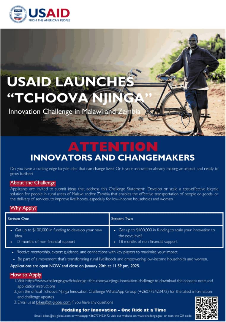 mHubMW's tweet photo. Save the Date!
Join our Choova Njinga Innovation Challenge Q&A Webinar!
๐ Thursday, Jan 9th, 2024
โฐ 2 PM (Malawi/Zambia Time)
๐ Zoom
Get guidance, clarity on criteria, and answers to your questions.
๐ Register: https://t.co/UtZI3eStcz
#InnovationChallenge #Webinar #Malaw https://t.co/NeI4xoKHzT