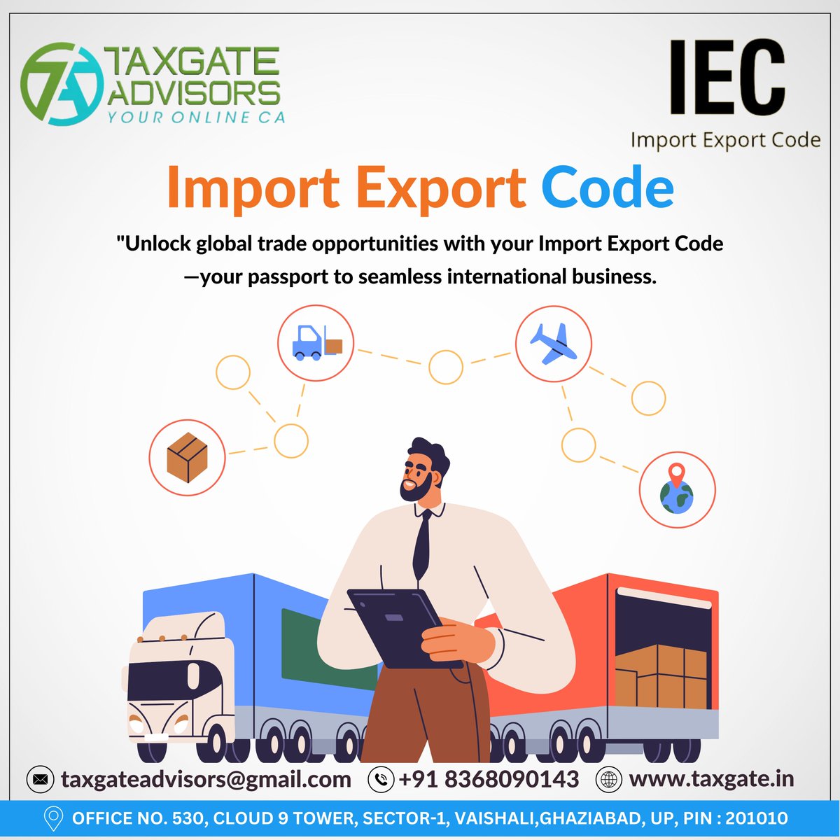 TaxgateAdvisors's tweet image. Unlock limitless global trade opportunities with your Import Export Code (IEC) . Simplify the process & grow your business internationally with expert guidance from Taxgate Advisors!
#importexportcode #globalbusiness #internationaltrade #TaxgateAdvisors #iec #businessgrowth