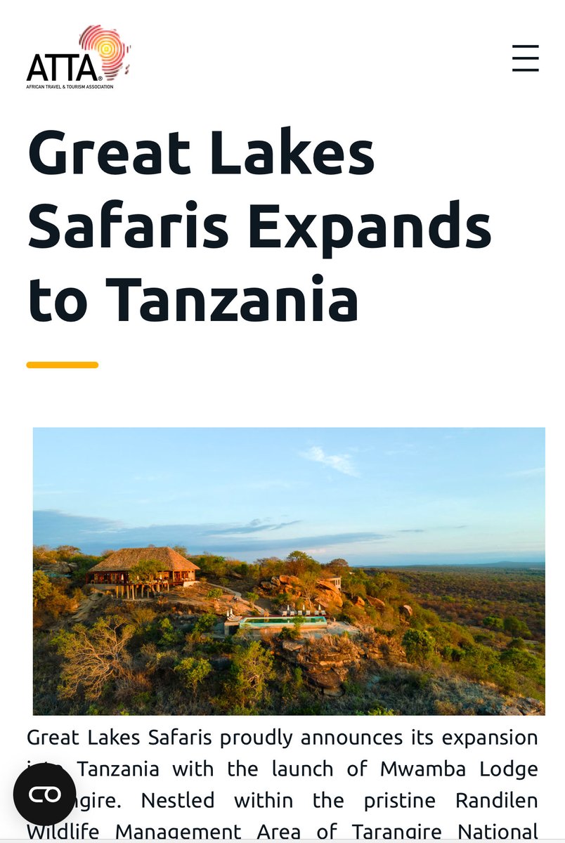 ATTA UK features Mwamba lodge Tarangire( Tanzania) and Great Lakes safaris ltd this week.