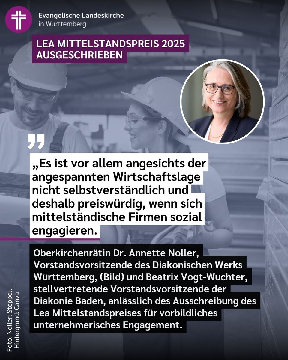 Der Lea Mittelstandspreis für soziale Verantwortung in Baden-Württemberg von Diakonie, Caritas und das Wirtschaftsministerium will vorbildliches unternehmerisches Engagement sichtbar machen und würdigen: elk-wue.de/news/07012025-… und lea-mittelstandspreis.de