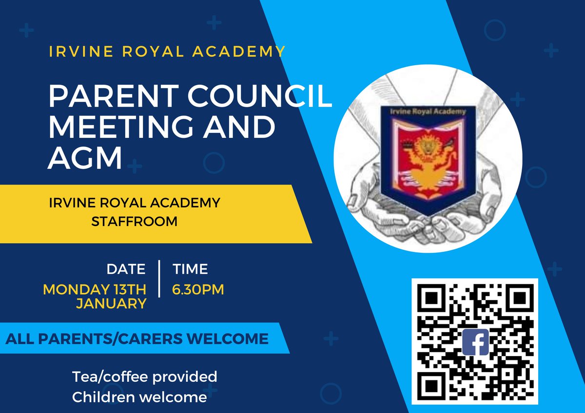 IrvineRoyalFriends&Family (@irvineroyalff) on Twitter photo Our first meeting of the New Year takes place on Monday 13th January, 6.30pm.
New members are welcome along: make new friends, share your ideas, have your say and become involved in fundraising! <a href="/IrvineRoyalAcad/">Irvine Royal Academy</a> Our first meeting of the New Year takes place on Monday 13th January, 6.30pm.
New members are welcome along: make new friends, share your ideas, have your say and become involved in fundraising! <a href="/IrvineRoyalAcad/">Irvine Royal Academy</a>