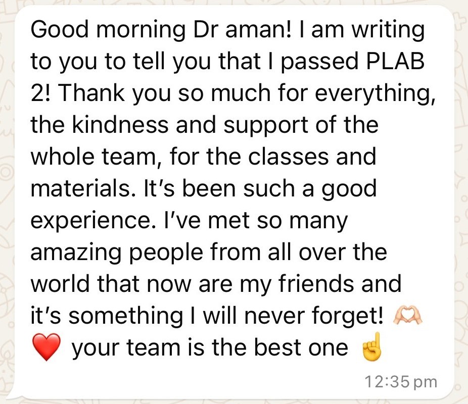 🙌 Congratulations! Another PLAB 2 Pass!!!

👉 All PLAB 2 Courses and Resources: aroramedicaleducation.co.uk/plab-2/

#CanPassWillPass #iWentWithArora #MedEd