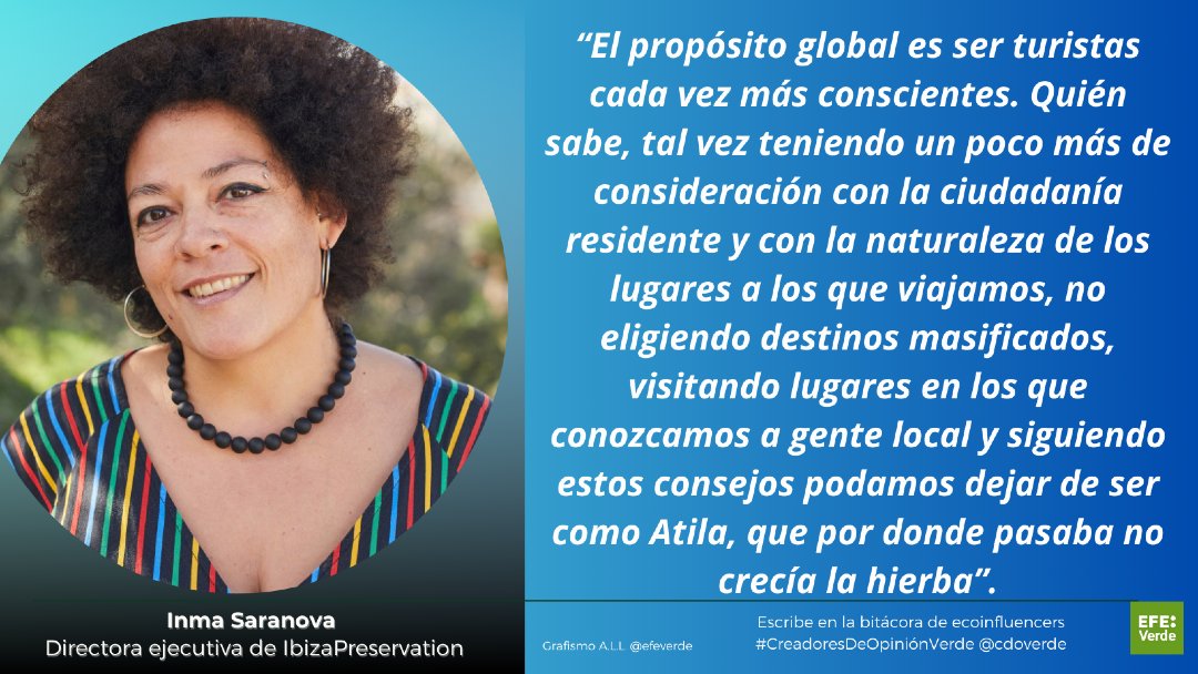 EFEverde's tweet image. Mi propósito para 2025: no volver a ser esa turista insufrible. Inma Saranova (directora de la Fundación @IBZPreservation) es la firma invitada en #CreadoresDeOpiniónVerde @cdoverde de @efeverde efeverde.com/proposito-turi…  #TurismoResponsable
