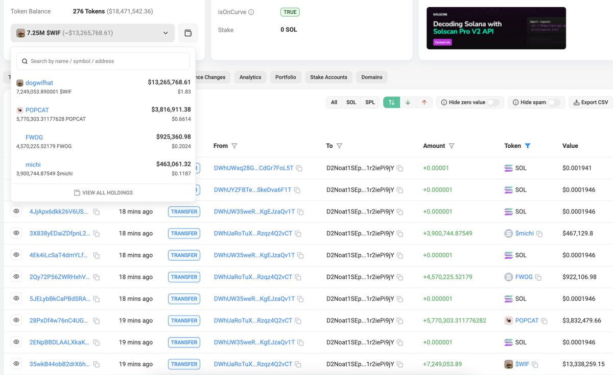 A mysterious whale bought 7.25M $WIF($13.34M), 5.77M $POPCAT($3.83M), 4.57M $FWOG($922K), and 3.9M $michi($467K) today.

Address:
solscan.io/account/DWhUaR…
solscan.io/account/D2Noat…