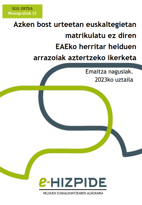 HabeLiburutegia's tweet photo. 📘Azken bost urteetan euskaltegietan matrikulatu ez diren EAEko herritar helduen arrazoiak aztertzeko ikerketa
@HABE_erakundea @Irakasbil  #eHizpide #irekian
📌HABEren enkarguz, 2023an Siadecok egindako ikerketa
🔗https://t.co/GNQCE7Cr76 https://t.co/bUZ11JGDWL