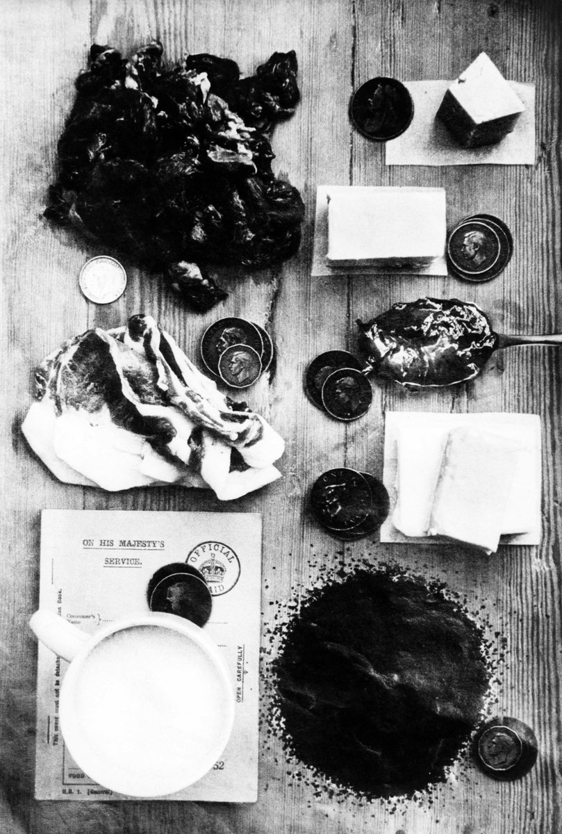 85 years ago, food rationing was introduced in Britain during WWII. Bacon, butter, and sugar were the first items to go 'on the ration', later followed by tea and other staples. The photo shows a weekly ration in May 1941. ©Mirrorpix.