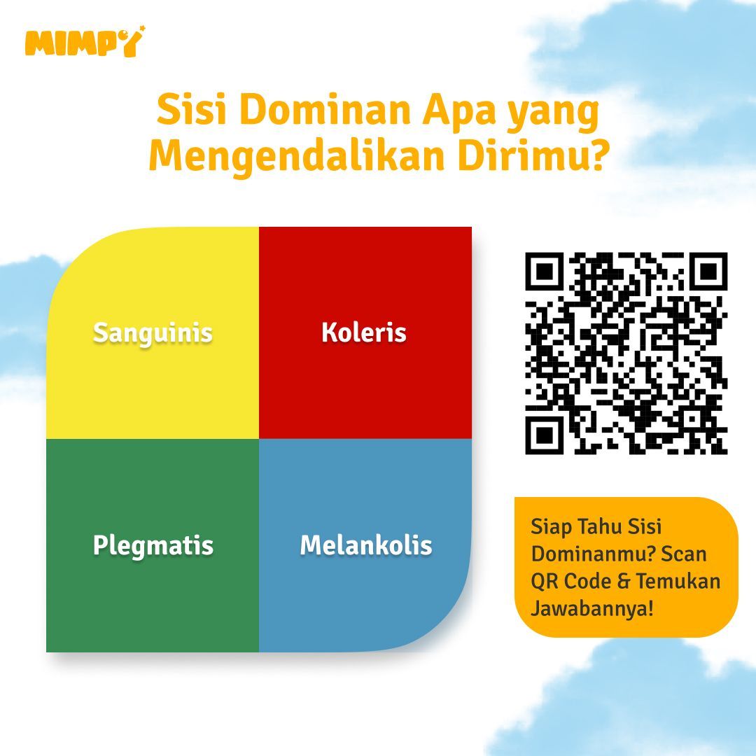 MimpyMu's tweet image. 🔥 Kepribadianmu yang Mana? 🔥

Apakah kamu seorang Sanguinis yang ceria, Koleris yang tegas, Plegmatis yang santai, atau Melankolis yang mendalam? 🤔

Cari tahu sisi dominan yang mengendalikan dirimu dengan mengikuti tes ini! 🎯

Klik link atau scan QR Code pada gambar untuk…