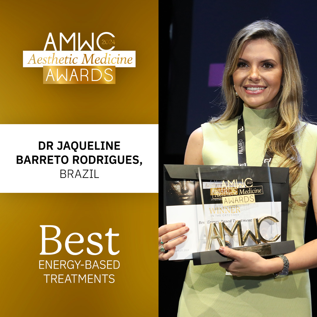 🎉 Huge congratulations to Dr. Jaqueline Rodrigues, Brazil, for winning the "Best Energy-Based Treatments" award at AMWC 2024 in Monaco! 🌟 Are you inspired to share your own innovations? Applications for the 2025 AMWC Awards are open!