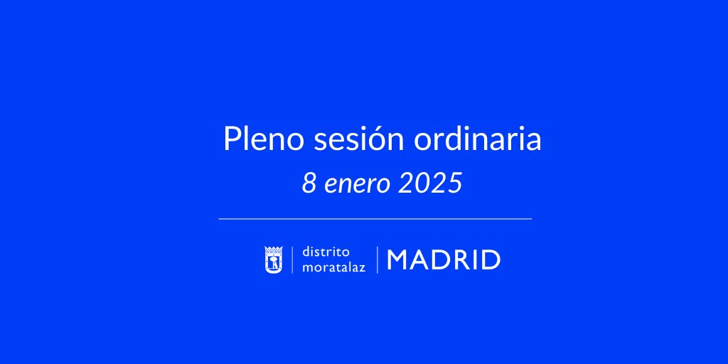 JMD Moratalaz (@jmdmoratalaz) on Twitter photo 🔊Primer pleno ordinario de 2025 en #Moratalaz
📌Hoy, miércoles, 8 de enero; 17:00 h
Salón de actos de la <a href="/JMDmoratalaz/">JMD Moratalaz</a>
C/ Fuente Carrantona, 8
Orden del día
👉informate.madrid.es/pkjm2
👁Para seguirlo por streaming 👇
informate.madrid.es/kk3nf 🔊Primer pleno ordinario de 2025 en #Moratalaz
📌Hoy, miércoles, 8 de enero; 17:00 h
Salón de actos de la <a href="/JMDmoratalaz/">JMD Moratalaz</a>
C/ Fuente Carrantona, 8
Orden del día
👉informate.madrid.es/pkjm2
👁Para seguirlo por streaming 👇
informate.madrid.es/kk3nf