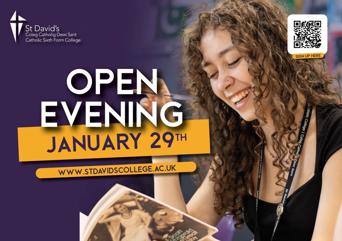 It’s our last big Open Evening before September – come and have a look around St David’s College and see how we support 16 to 19-year-old learners to achieve more!
stdavidscollege.ac.uk/events/