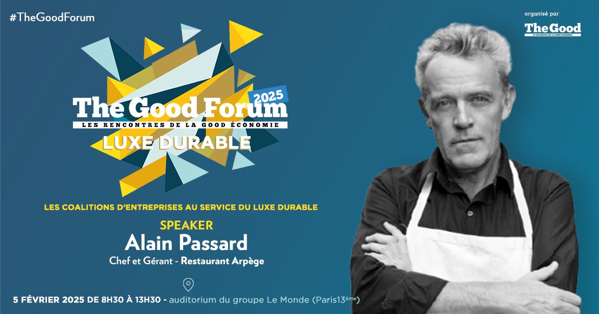Thegood.fr (@thegoodfr) on Twitter photo ✨ Rendez-vous le 05 février pour l'édition du #TheGoodForum au groupe Le Monde sur le thème "Les coalitions d'entreprises au service du luxe durable" avec l'intervention d'Alain Passard, chef et gérant du restaurant <a href="/ArpegeLive/">Alain Passard</a>.
Demandez votre place → lnkd.in/eEpNndfU ✨ Rendez-vous le 05 février pour l'édition du #TheGoodForum au groupe Le Monde sur le thème "Les coalitions d'entreprises au service du luxe durable" avec l'intervention d'Alain Passard, chef et gérant du restaurant <a href="/ArpegeLive/">Alain Passard</a>.
Demandez votre place → lnkd.in/eEpNndfU