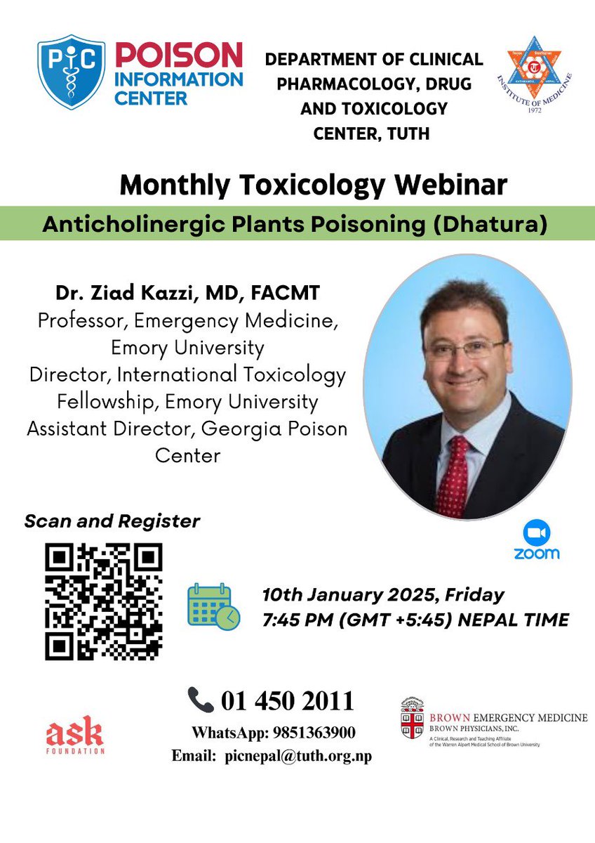 Ramu Kharel, MD, MPH (@namaste_doc) on Twitter photo Excited for this first webinar of 2025! Join to learn about Dhatura and other common plant poisoning in Nepal at our weekly <a href="/pic_nepal/">Poison Center Collaborative PCC - Nepal</a> webinar. The amazing <a href="/ZiadKazzi/">Ziad Kazzi, MD, FACMT, FAACT, FAAEM, FACEP</a> will be presenting!!! <a href="/WHOSEARO/">World Health Organization South-East Asia</a> <a href="/WHONepal/">WHO Nepal</a> <a href="/mohpnep/">Ministry of Health & Population, Nepal</a> #dhatura Excited for this first webinar of 2025! Join to learn about Dhatura and other common plant poisoning in Nepal at our weekly <a href="/pic_nepal/">Poison Center Collaborative PCC - Nepal</a> webinar. The amazing <a href="/ZiadKazzi/">Ziad Kazzi, MD, FACMT, FAACT, FAAEM, FACEP</a> will be presenting!!! <a href="/WHOSEARO/">World Health Organization South-East Asia</a> <a href="/WHONepal/">WHO Nepal</a> <a href="/mohpnep/">Ministry of Health & Population, Nepal</a> #dhatura