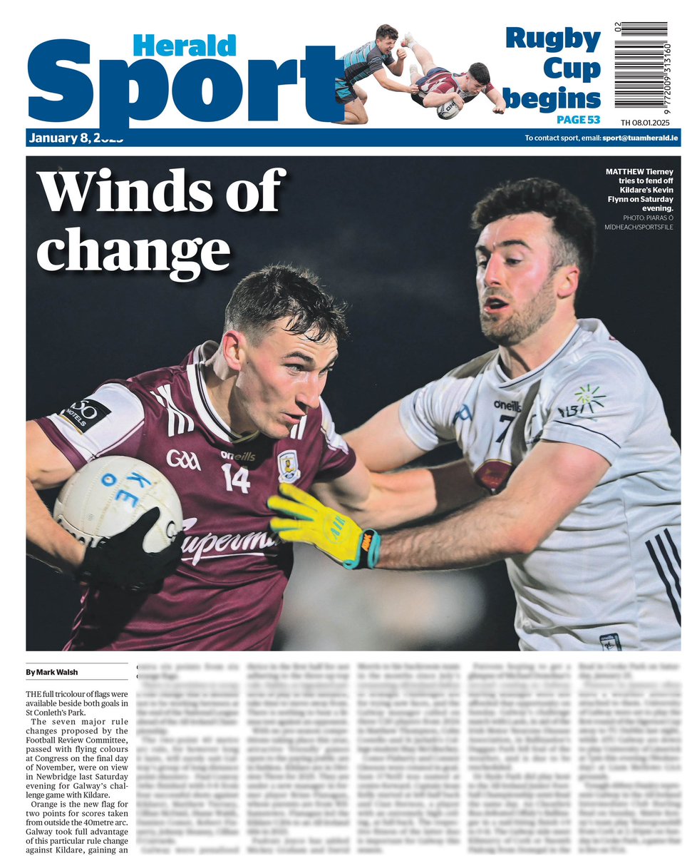 WEDNESDAY is Tuam Herald day and it’s certainly a cold one. Here’s a look at our front and back pages 
#LocalNewsMatters #tuamherald #Tuam #localnewspaper #localnews #lovelocal #weather #GAA #staysafe #LocalNewsMatters