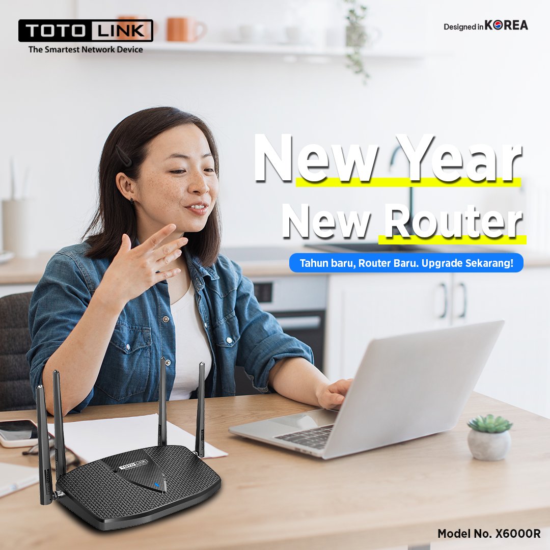 totolinkID's tweet image. Resolusi tahun baru? Mulai dengan koneksi yang lebih cepat dan stabil bersama TOTOLINK!

#totolinkindonesia #router #wifirouter #wifi6 #wificonnection #totolink #newyear