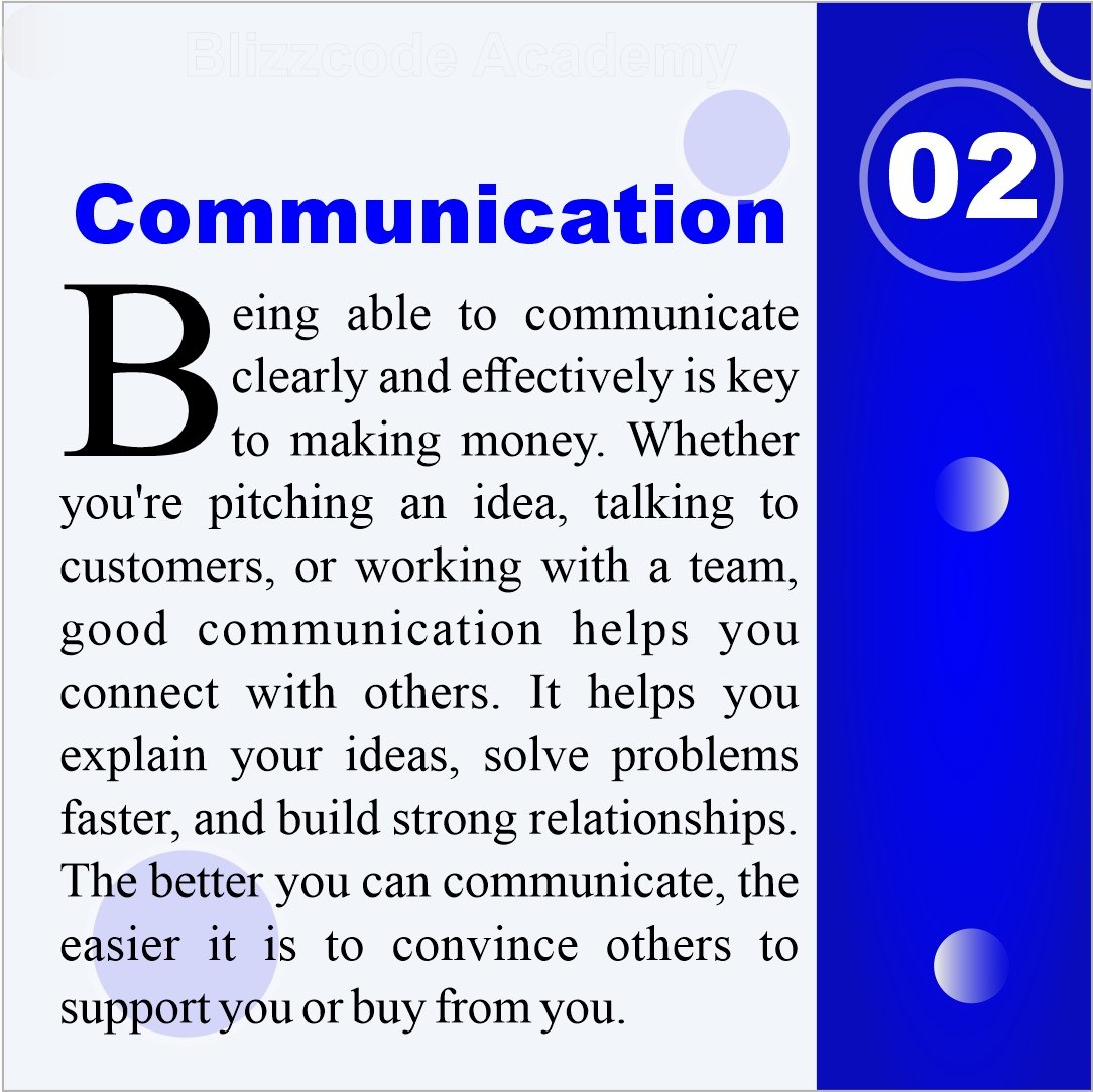blizz_code's tweet image. Do you want to make millions?
You can! How?
If you develop these soft skills, you can make millions as a Techie.
These skills will not only help you maintain your job but will aid you in finding more jobs.
Ready to do so? Read through the slides
#blizzcodeacademy #softskills