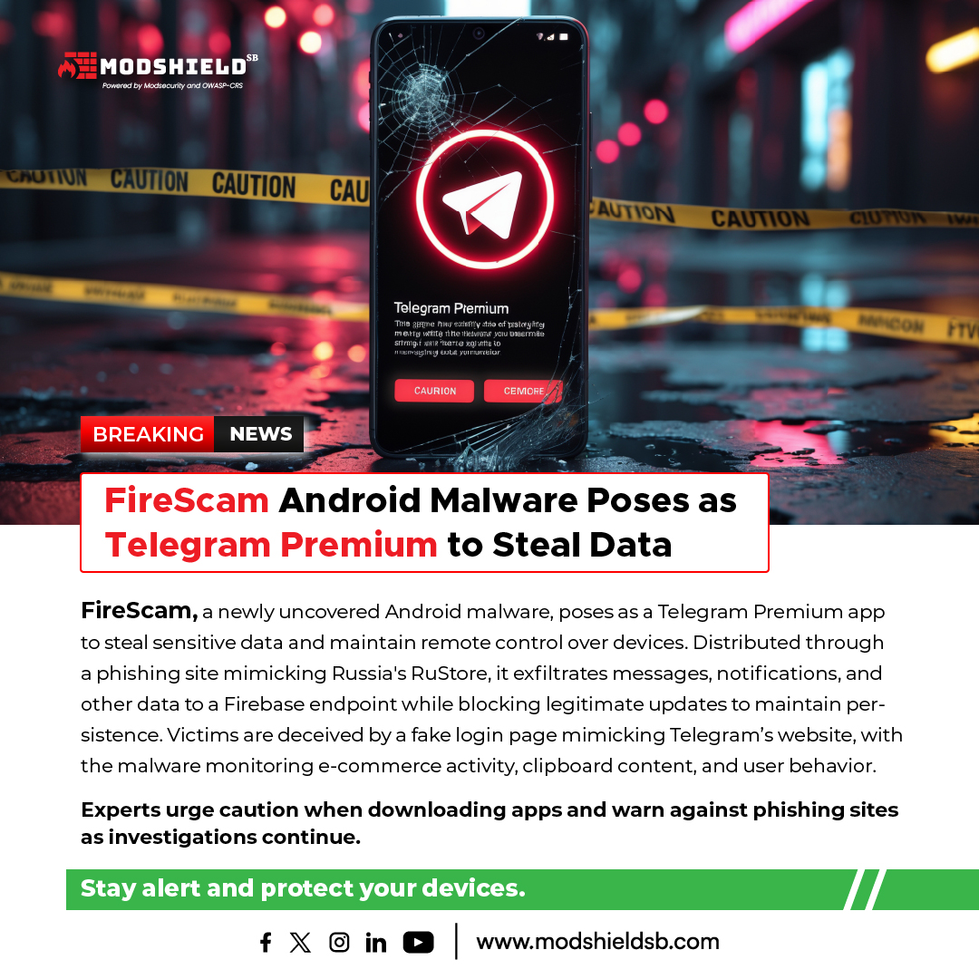 ModshieldSB's tweet image. 🚨New malware alert! 🚨The FireScam Android malware is posing as Telegram Premium to steal your private data! 🛑Don't fall for this scam. Stay informed and keep your data safe. Follow us for more security tips!
modshieldsb.com
#MalwareAlert