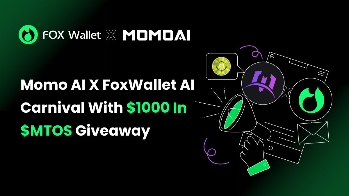 🥳<a href="/Metaoasis_/">MomoAI☮️🥝</a> X <a href="/FoxWallet/">FoxWallet Official</a> AI Carnival with $1000 in $MTOS Giveaway!💰

Founded in 2021, MomoAI is Solana’s top game and #4 DApp, leading the Kiwi #MEME culture and transforming Web3 gaming with AI-Agent technology.

To enter:
1️⃣ Like, RT, and tag 3 friends!
2️⃣ Complete tasks: