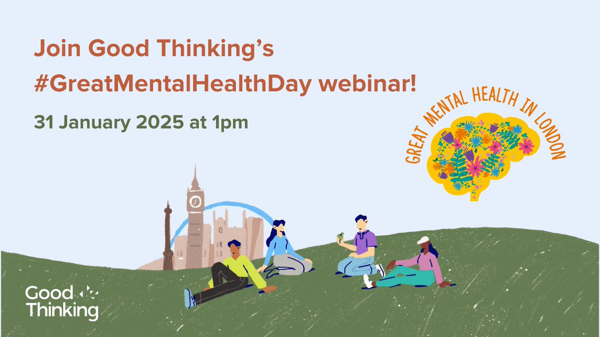 Good Thinking (@goodthinkinguk) on Twitter photo Join us on Friday 31st January at 1pm for a 45-min webinar for #GreatMentalHealthDay! 🧠✨
Find out how we support Londoners with tools and resources to improve mental health. Let's talk, learn, and grow together.
👉 pulse.ly/lmjcf7cyam
<a href="/_TPHC/">Transformation Partners in Health and Care</a>
<a href="/ThriveLDN/">Thrive LDN</a>
<a href="/NewhamLondon/">Newham London 💙</a> Join us on Friday 31st January at 1pm for a 45-min webinar for #GreatMentalHealthDay! 🧠✨
Find out how we support Londoners with tools and resources to improve mental health. Let's talk, learn, and grow together.
👉 pulse.ly/lmjcf7cyam
<a href="/_TPHC/">Transformation Partners in Health and Care</a>
<a href="/ThriveLDN/">Thrive LDN</a>
<a href="/NewhamLondon/">Newham London 💙</a>