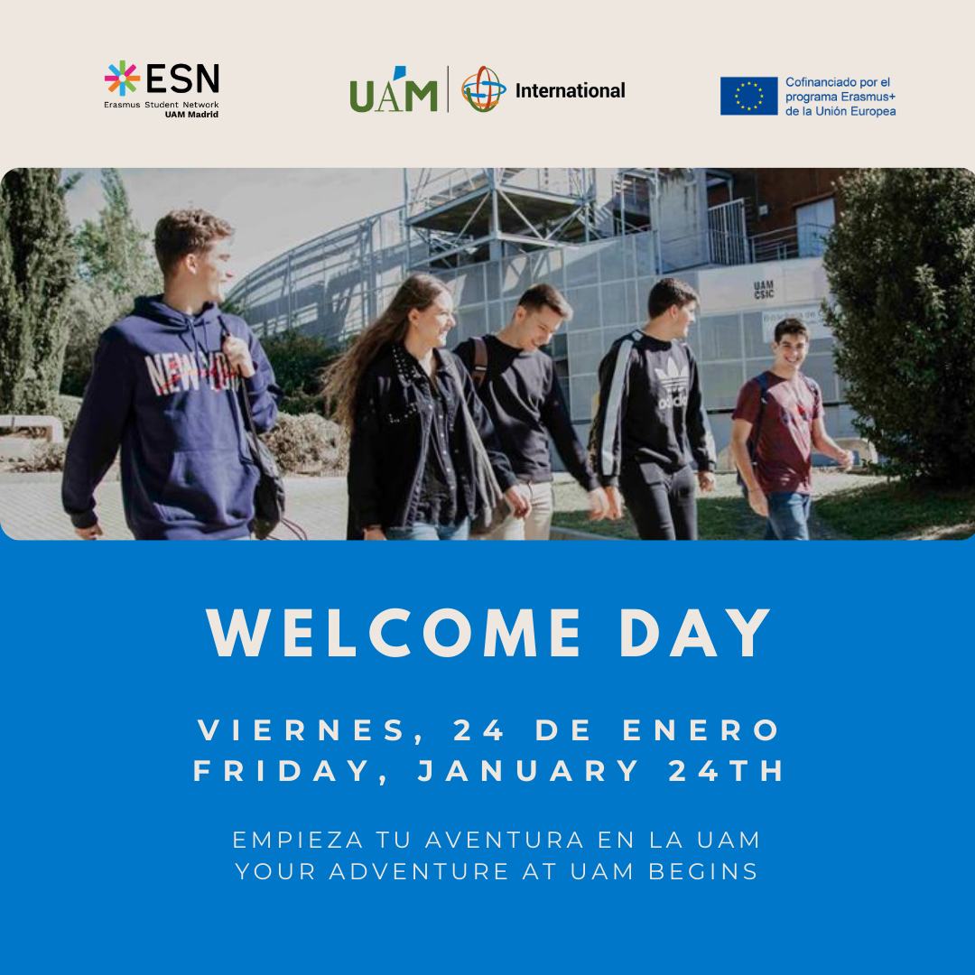 📣 El próximo 24/01 llega el 'Welcome Day' del segundo cuatrimestre en la #UAM. Una jornada para dar la bienvenida a casi 500 personas de todo el mundo que estudiarán aquí este curso. 🌍🎓

📌 Sesión informativa sobre la universidad, servicios, y todo lo que necesitas saber para