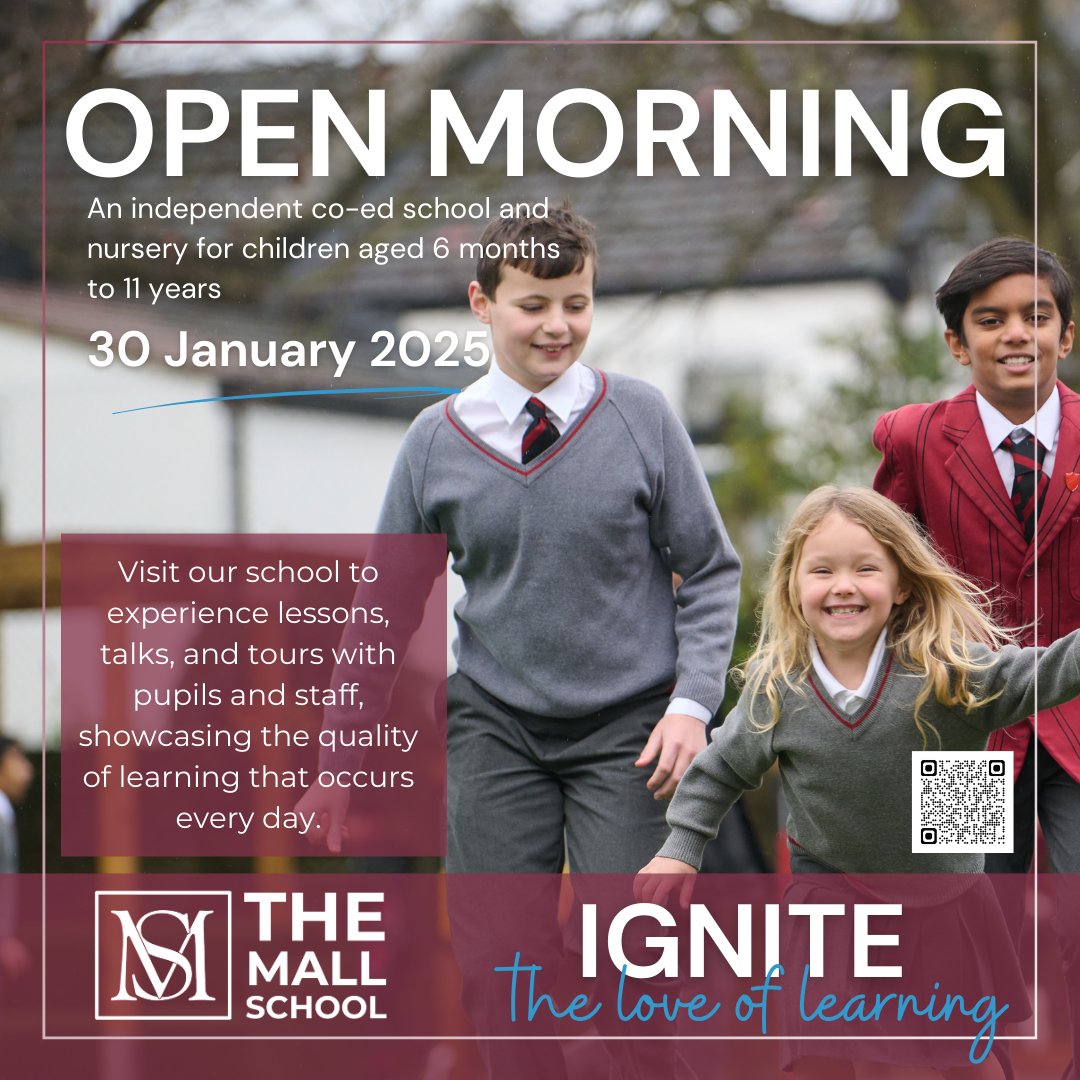 Join us on Thursday 30th January at our Open Morning to witness the school in action, hear from our new Headmaster, Mr Sam Gosden, and meet our pupils.

Please register your place on our website: themallschool.org.uk/open-morning/

#themallschool #openmorning #prepschool #independentschool