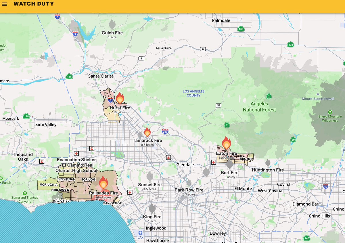 Last update tonite: As of 1am PT; of 12 #LA County #wildfire starts over the last 24hrs, 3 are still threatening lives &amp; property: #PalisadesFire, #HurstFire &amp; #EatonFire. The others are under control or out.

If in #SoCal have a way to receive emerg alerts!

#CAfire #LAwildfires