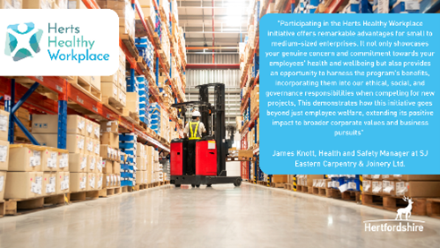 Want a healthier workplace but not sure where to start?

Join Hertfordshire County Council's FREE and accredited healthy workplace programme today. 
Email workplace.health@hertfordshire.gov.uk to find out more

Tuesday 12th December 12:30-13:00
Wednesday 18th December 12:30-13:00