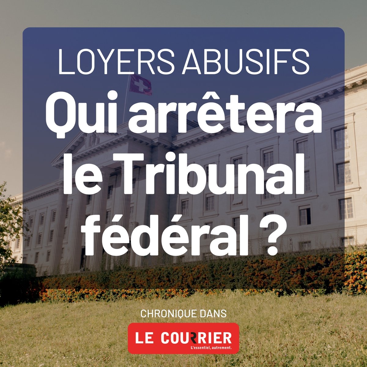 Christian Dandrès (@ch_dandres) on Twitter photo Le TF garantit les profits abusifs des propriétaires immobiliers. Il enterre la protection des locataires. Nul besoin de réguler le marché: les bailleurs peuvent continuer à tirer un maximum d’argent de la pénurie <a href="/aslocasuisse/">ASLOCA Suisse</a> <a href="/ASLOCA_Geneve/">ASLOCA Genève</a>
lecourrier.ch/2025/01/07/qui… Le TF garantit les profits abusifs des propriétaires immobiliers. Il enterre la protection des locataires. Nul besoin de réguler le marché: les bailleurs peuvent continuer à tirer un maximum d’argent de la pénurie <a href="/aslocasuisse/">ASLOCA Suisse</a> <a href="/ASLOCA_Geneve/">ASLOCA Genève</a>
lecourrier.ch/2025/01/07/qui…