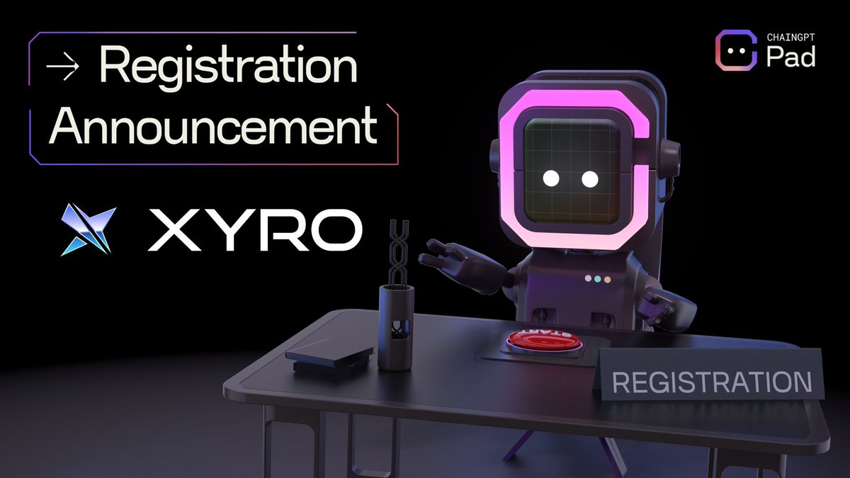 🚨 Registration for <a href="/xyro_io/">XYRO 🔮</a> starts now!

📌 Registration for $XYRO IDO ends on January 12, 10 AM UTC.

📆 IDO Date: January 13

💎  Registration is open for All Tier members - FCFS Round is for everyone.

📄IDO Page: pad.chaingpt.org/pools/219/f2d3…