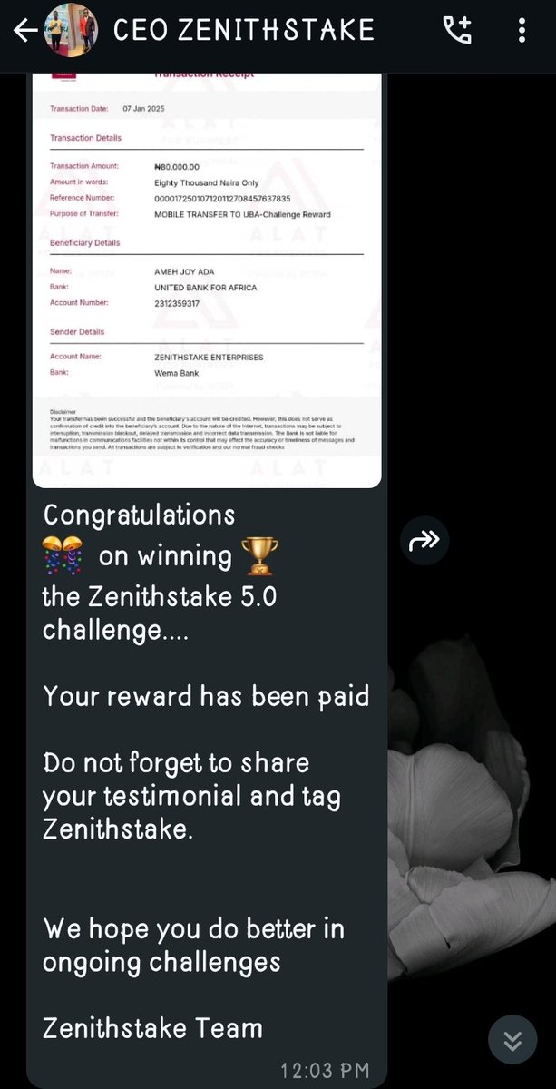 Ameh Joy (@joyada_ameh) on Twitter photo Reward for winning the just concluded <a href="/zenithstake/">Zenithstake</a> sales challenge 💗🥂
Cheers to crushing more sales checks 🥂. Thank you <a href="/zenithstake/">Zenithstake</a> and The CEO <a href="/ChinazaTemple/">Chinaza Temple</a> for this great opportunity 💥👏
Thank you <a href="/davineh360/">Davineh Pro🦅</a> and Coach Muneerah for your mentorship ❤️🎉 Reward for winning the just concluded <a href="/zenithstake/">Zenithstake</a> sales challenge 💗🥂
Cheers to crushing more sales checks 🥂. Thank you <a href="/zenithstake/">Zenithstake</a> and The CEO <a href="/ChinazaTemple/">Chinaza Temple</a> for this great opportunity 💥👏
Thank you <a href="/davineh360/">Davineh Pro🦅</a> and Coach Muneerah for your mentorship ❤️🎉