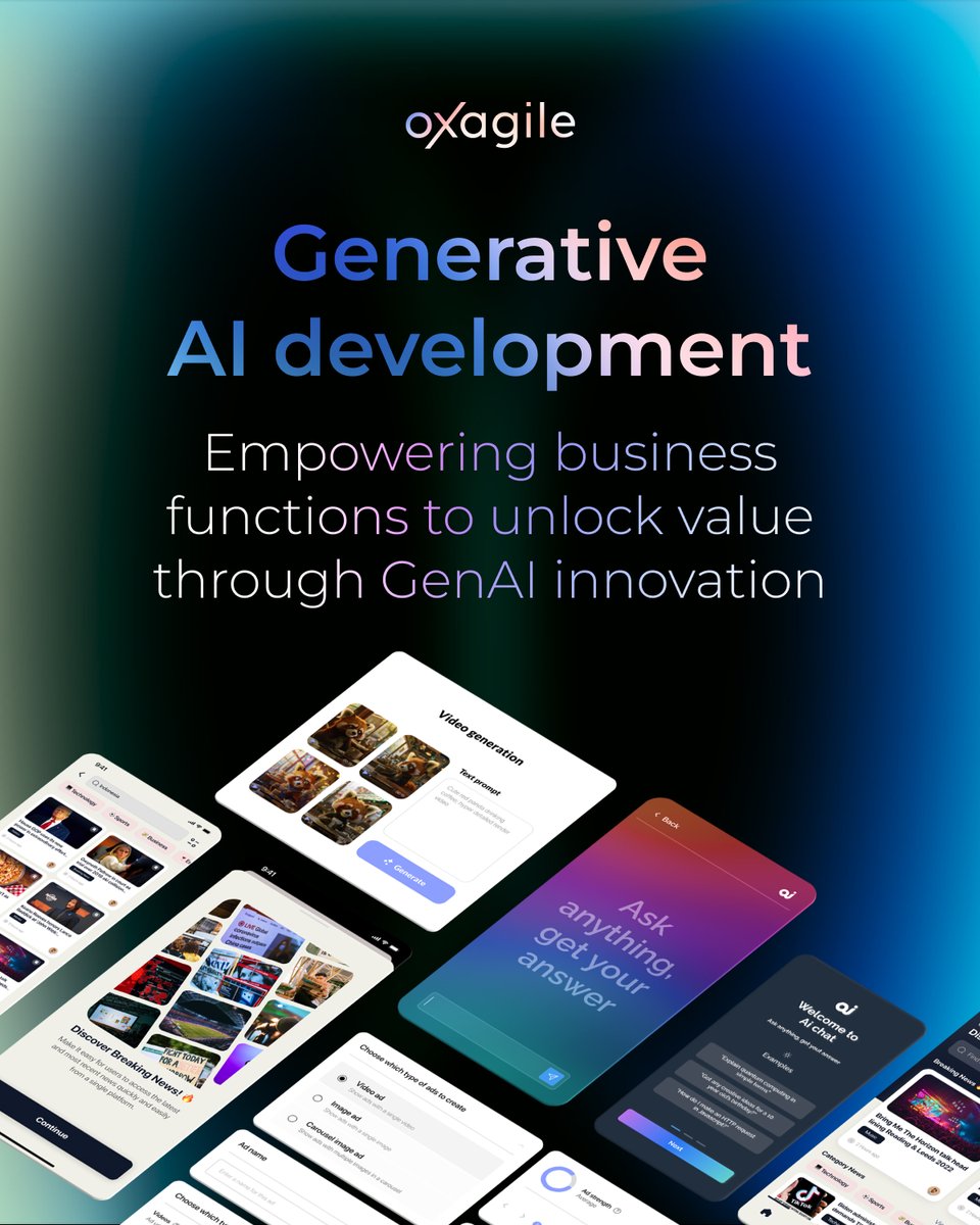 Oxagile's tweet image. Transform your business with GenAI! 🚀
At Oxagile, we specialize in AI & Generative AI models to elevate your business. Let us lead your transformation: oxagile.com/competence/art…
#genai #genaidevelopment #genaiintegration #oxagile