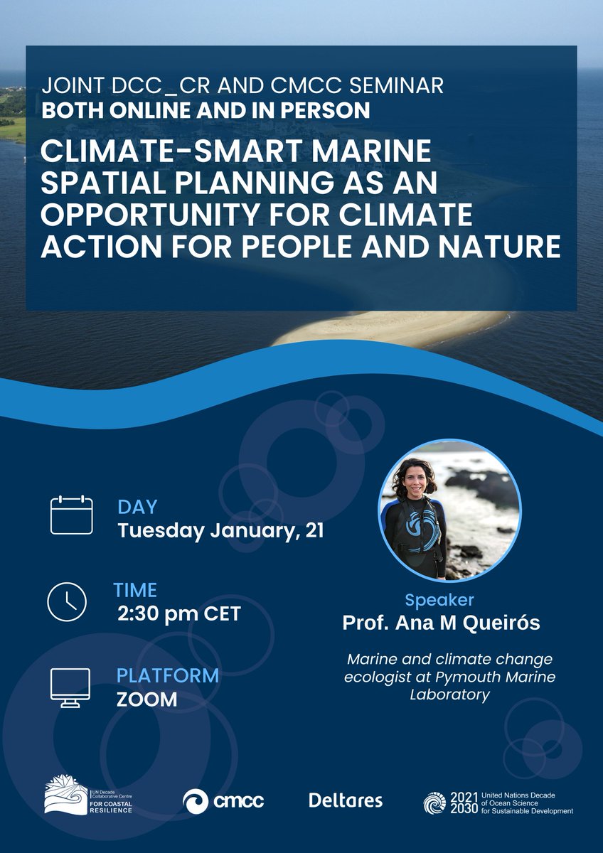 Plymouth Marine Lab (@plymouthmarine) on Twitter photo Sign up for the free webinar: '#ClimateSmart #MarineSpatialPlanning as an opportunity for #ClimateAction for people and nature', featuring our Professor Ana Queirós (<a href="/DrAnaQueiros/">Prof Ana M Queiros</a>)⏰21 January 2025, 14:30 CET. 💻 Register via Zoom here: cmcc-it.zoom.us/webinar/regist… Sign up for the free webinar: '#ClimateSmart #MarineSpatialPlanning as an opportunity for #ClimateAction for people and nature', featuring our Professor Ana Queirós (<a href="/DrAnaQueiros/">Prof Ana M Queiros</a>)⏰21 January 2025, 14:30 CET. 💻 Register via Zoom here: cmcc-it.zoom.us/webinar/regist…