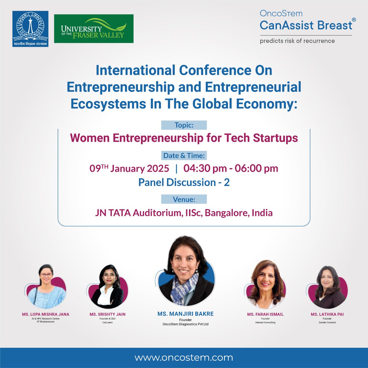 CanAssistBreast's tweet photo. Join us at the prestigious @iiscbangalore  campus!!! 
Our Founder and CEO Dr Manjiri Bakre is invited to be a part of a panel discussion on: Women Entrepreneurs for Tech Startup’s. 
#womenintech #IISc #CanAssistBreast #reenconference2025 https://t.co/V6hmBVoIvG