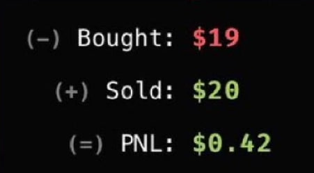 0xSweep's tweet image. this guy turned $19 into $20 with a net profit of $0.42