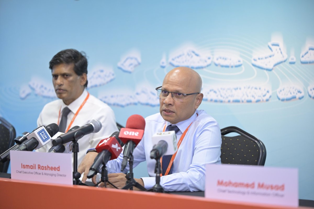 Dhiraagu's tweet image. Speaking at the press conference held at Dhiraagu Head Office to make the announcement, our CEO &amp;amp; MD, Ismail Rasheed announced that it is an honour for Dhiraagu to become the first company in the Maldives to extend high-speed fibre broadband connectivity to all inhabited islands