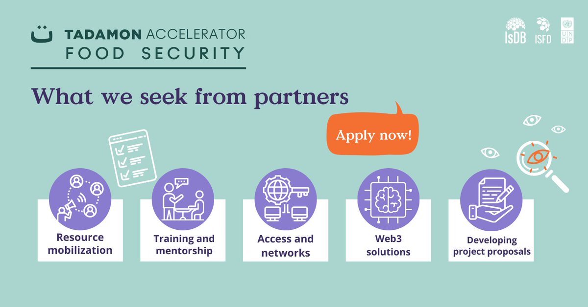 🥁Partner with Tadamon Accelerator and help us create
 sustainable food systems in conflict-affected countries.

 Whether you’re a funder, trainer, or expert in Web3, we need your collaboration to drive impact.

🔗tadamon.community/accelerator/pa…

#FoodSecurity #Innovation #Partner