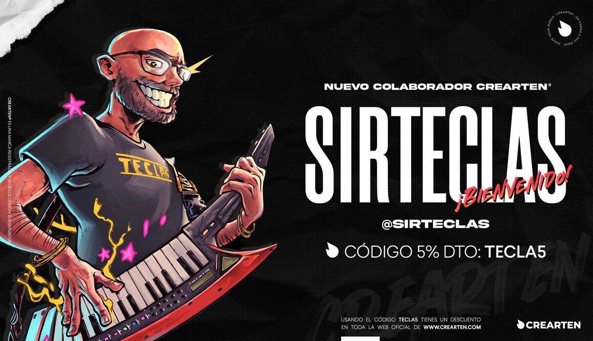 🤝🏻✨𝗡𝗨𝗘𝗩𝗢 𝗖𝗢𝗟𝗔𝗕𝗢𝗥𝗔𝗗𝗢𝗥 𝗖𝗥𝗘𝗔𝗥𝗧𝗘𝗡🤝🏻✨

Os anunciamos la entrada como colaborador a <a href="/sirteclas/">🎶 SirTeclas 🎶</a>, una eminencia tocando el piano y un creador de contenido único en lo suyo. 🎹🎵

📍 5% de DTO. con su enlace: bit.ly/TECLA-5