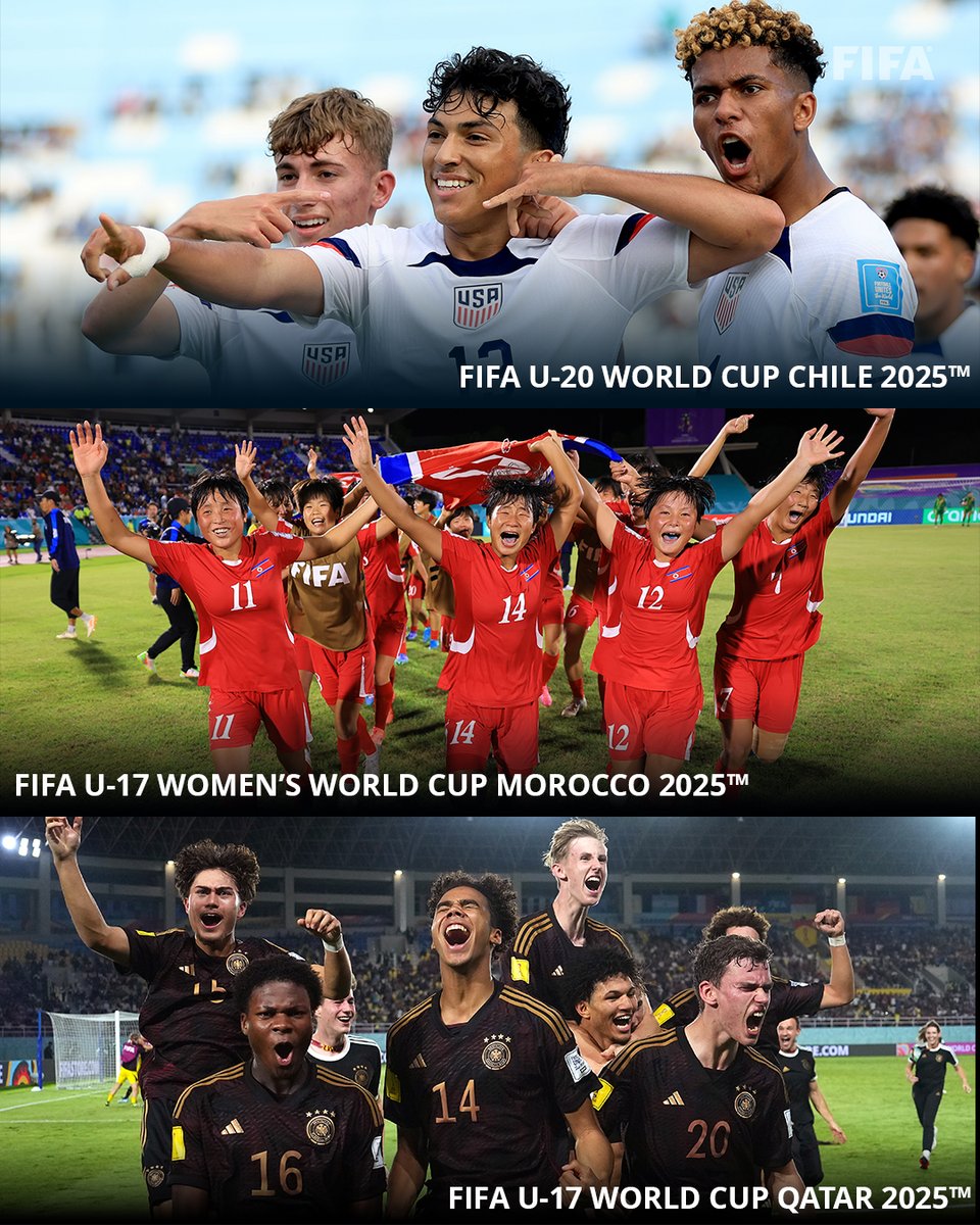 Coming up this year... three FIFA youth tournaments! 🙌

📆 #U20WC: 27 September - 19 October
📆 #U17WWC: 17 October - 8 November
📆 #U17WC: 5-27 November
