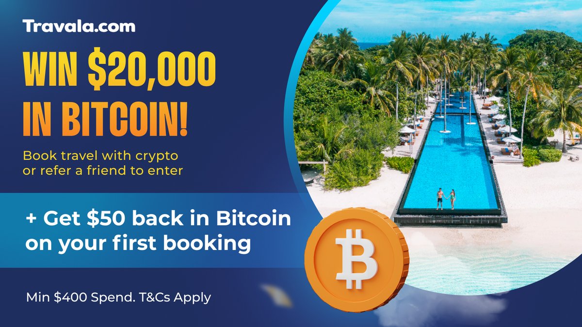 Did you know you can get $50 in Bitcoin just for booking your next trip?  😱✨ New to Travala? 👋 Book your first flight or hotel worth $400+ with  crypto by 31