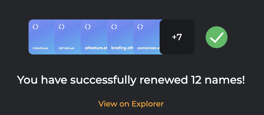 0xmik.eth (@mkohli) on Twitter photo The bulk renew function with expiry sync from <a href="/ensvision/">Vision.eth</a> is such an incredibly useful feature. Thank you! #ENS The bulk renew function with expiry sync from <a href="/ensvision/">Vision.eth</a> is such an incredibly useful feature. Thank you! #ENS