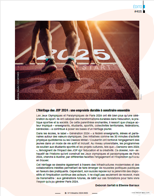 EditionsEps's tweet image. le numéro 405 consacré à l&apos;Héritage des JOP est arrivé chez vous 🙌
revue-eps.com/fr/revue-ep-s-…
