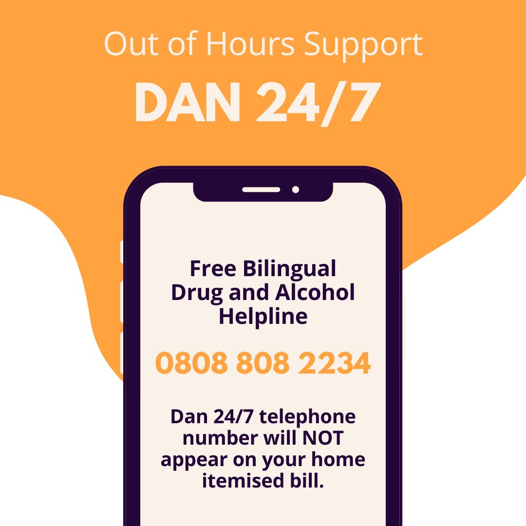 CAVDAS25's tweet image. For out of hours support, contact the DAN 24/7 free telephone line 💛
#substanceusesupport #alcoholusesupport #supportline #southwales