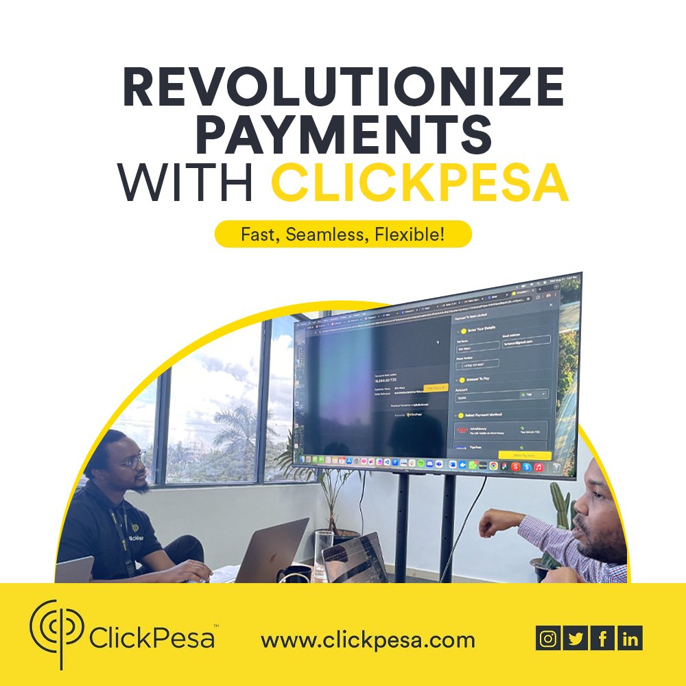 Take control of your payments with ClickPesa:

✅5-min self-onboarding
✅Seamless integration options
✅Developer role for smooth setups

Start streamlining payments today: developers.clickpesa.com
