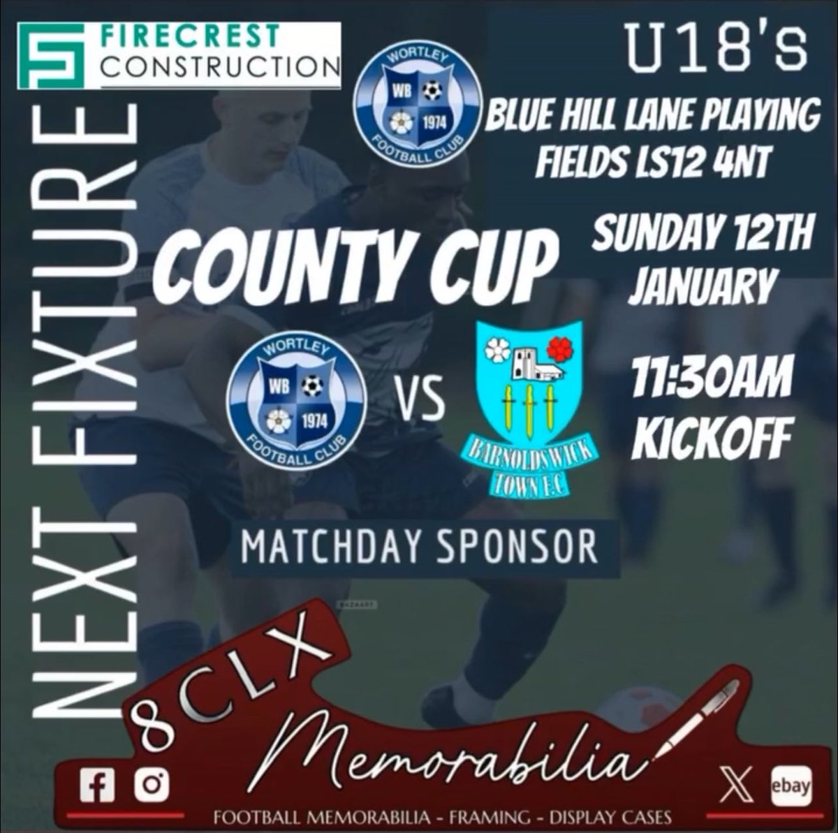 Next fixtures for our U23’s and U18’s both teams are undefeated and are hoping to carry on their impressive starts to the season. 
U23 - take on Morley Monday 13th
U18 - take on Barnoldswick Sunday 12th

Massive thank you to this weeks match days sponsors.
