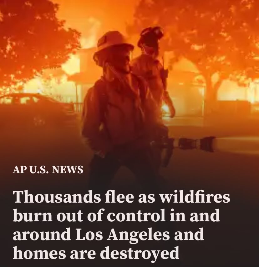 California’s wildfire season is typically runs from June or July through to October. While January wildfires aren’t unprecedented recent data show the season is beginning earlier &amp; ending later due to rising temperatures and decreased rainfall tied to #ClimateChange.