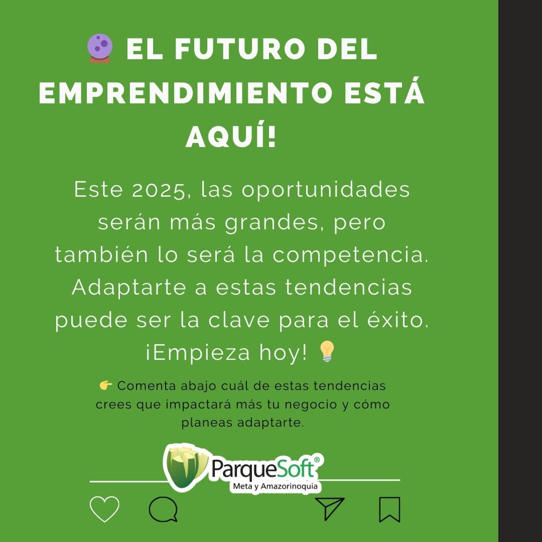ParquesoftMet's tweet image. 🌟 El futuro del emprendimiento está aquí. 🚀
2025 nos trae nuevas oportunidades, retos y formas de pensar. Si quieres estar a la vanguardia, es hora de empezar a adaptarte y transformar tu negocio.
#PropósitoYÉxito #ParquesoftMETA